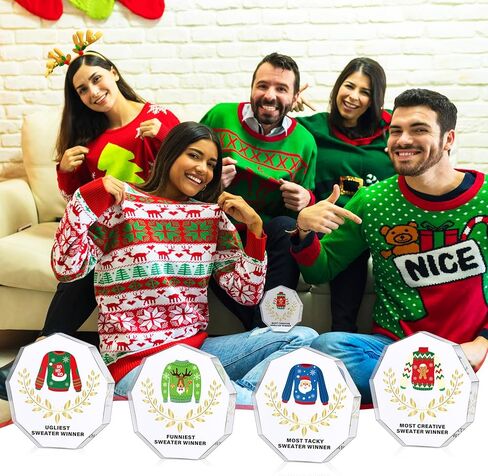 Soaoo 4 قطع أكريليك سترة عيد الميلاد القبيحة الكأس 4.7 بوصة سترة عيد الميلاد المضحكة جائزة جائزة مسابقة سترة قبيحة للبالغين والنساء عناصر لوازم عيد الميلاد، 4 أنماط in Saudi Arabia