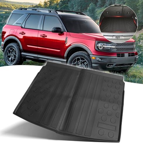 حصيرة بطانة حقيبة السيارة الخلفية متوافقة مع ملحقات Ford Bronco Sport 2021 2022 2023 2024 لجميع أنواع الطقس، مضادة للخدش، مقاومة للماء، واقي حصيرة صندوق السيارة TPE in Kuwait