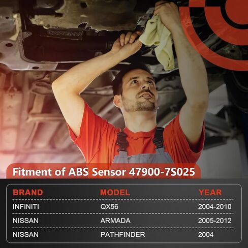 47900-7S025 مستشعر ABS خلفي يسار/يمين متوافق مع نيسان أرمادا (05-12) باثفايندر (2004) إنفينيتي QX56 (04-10)، مستشعر سرعة العجلة الاحترافي يستبدل OE# 479007S025، 5S10761،SU12214،ALS624 in Kuwait