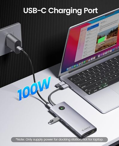 محطة إرساء ORICO ثلاثية العرض DisplayLink لأجهزة الكمبيوتر المحمولة MacBook M1/M2/M3 وأجهزة الكمبيوتر المحمولة التي تعمل بنظام Windows، 2 HDMI 2K@60 هرتز، VGA 1080P@60 هرتز، محول USB-C 5V 3A، 3 USB-A، إيثرنت، SD/TF، ​​صوت in Saudi Arabia