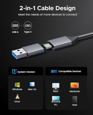 محطة إرساء ORICO ثلاثية العرض DisplayLink لأجهزة الكمبيوتر المحمولة MacBook M1/M2/M3 وأجهزة الكمبيوتر المحمولة التي تعمل بنظام Windows، 2 HDMI 2K@60 هرتز، VGA 1080P@60 هرتز، محول USB-C 5V 3A، 3 USB-A، إيثرنت، SD/TF، ​​صوت in Saudi Arabia
