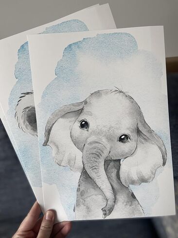 Safari Animals Baby Girl or Boy Nursery Set of 3 Unframed Wall Art Prints, Full Body Baby Animals in Color, Child Bedroom Nursery Decor Posters, Elephant Lion Giraffe (11x14) in Saudi Arabia