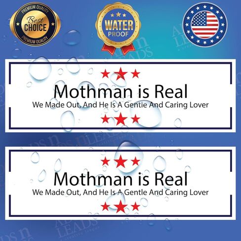 A&L 2 Pack Mothman is Real Vinyl صائق ملصق عالي الجودة من الفينيل متعدد الألوان لسيارة ممتص الصدمات شاحنة فان سيارات الدفع الرباعي نافذة جدار القارب أكواب الكمبيوتر المحمول أو أي سطح أملس 6 بوصة (عبوتان) in Kuwait