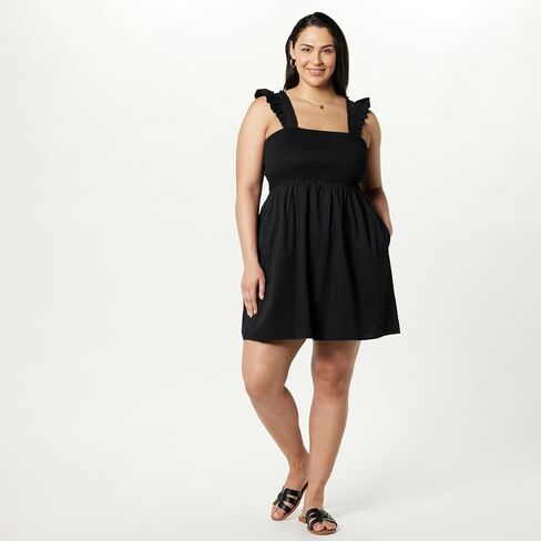The Drop Women's Kari Ruffled-Shoulder Smocked Mini Dress in Saudi Arabia