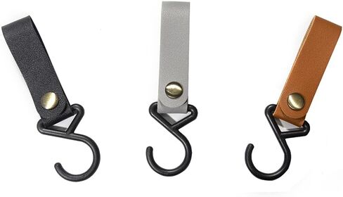 Multipurpose Leather S Hooks for Hanging - Kitchen Organization, Utensils Hanger, Camping Gear Organizer - Pack of 4, Sturdy and Compact, Grey in Saudi Arabia