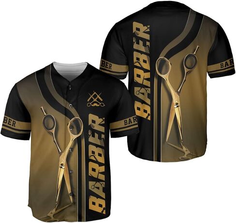 Barber Shop Baseball Jersey, Hairdresser Barber Shirts Hairstylist Shirt Gift Barbershop Scissors for Him Men Women in Saudi Arabia
