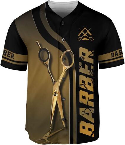 Barber Shop Baseball Jersey, Hairdresser Barber Shirts Hairstylist Shirt Gift Barbershop Scissors for Him Men Women in Saudi Arabia