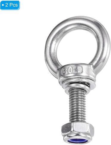 PATIKIL M8 x 13mm Lifting Shoulder Eye Bolt, 6Pcs 304 Stainless Steel Lifting Ring Threaded Eyebolt with Nuts Washers for Hanging Hammocks Articles in Saudi Arabia