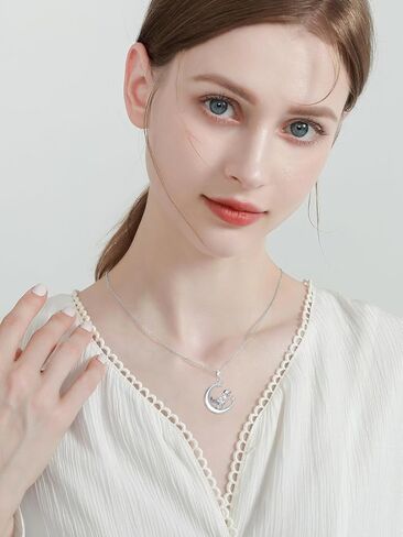 TOUPOP ديناصور قلادة للنساء 925 فضة اوريغامي ديناصور قلادة على شكل قمر قلادة مجوهرات بأشكال حيوانات هدايا للنساء in Kuwait