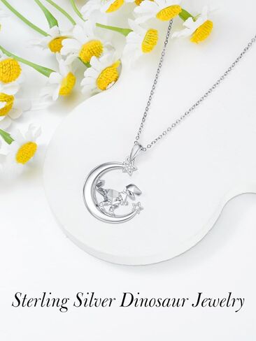 TOUPOP ديناصور قلادة للنساء 925 فضة اوريغامي ديناصور قلادة على شكل قمر قلادة مجوهرات بأشكال حيوانات هدايا للنساء in Kuwait