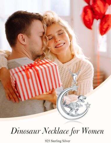 TOUPOP ديناصور قلادة للنساء 925 فضة اوريغامي ديناصور قلادة على شكل قمر قلادة مجوهرات بأشكال حيوانات هدايا للنساء in Kuwait