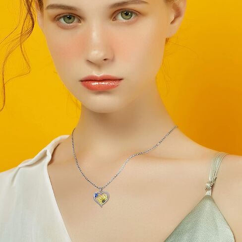 Sunflower Teardrop Necklace with Blue Butterfly Sterling Silver Sunflower Necklace for Women Teen Girls in Saudi Arabia