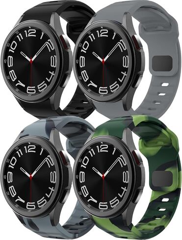 Rugged No Gap Band for Samsung Galaxy Watch 6/5/4 Band 44mm 40mm/Galaxy Watch 6 Classic Bands 47mm 43mm/Watch 4 Classic 46mm 42mm/Watch 5 Pro 45mm,Silicone Sport Strap Bracelet Correa Replacement Wristband for Men in Saudi Arabia