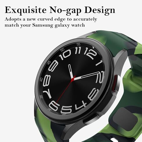 Rugged No Gap Band for Samsung Galaxy Watch 6/5/4 Band 44mm 40mm/Galaxy Watch 6 Classic Bands 47mm 43mm/Watch 4 Classic 46mm 42mm/Watch 5 Pro 45mm,Silicone Sport Strap Bracelet Correa Replacement Wristband for Men in Saudi Arabia