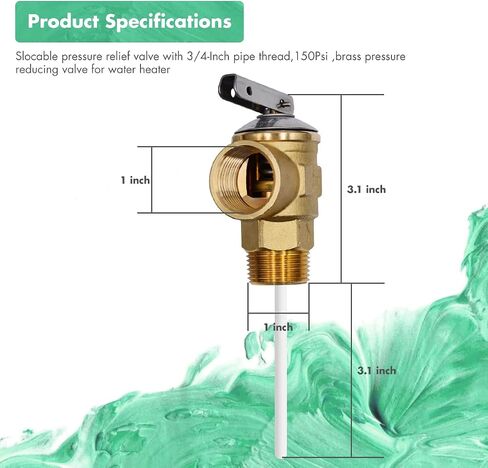 VAV Pressure Relief Valve, 3/4 Inch Thread, 150 PSI, 210F Max, Relief Valve Made of Lead-free Copper, CSA LISTED in Saudi Arabia