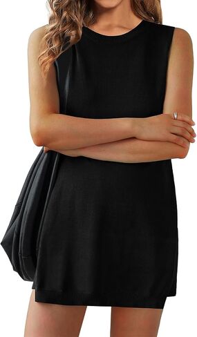 Womens Knit Pajamas Sets 2 Piece Outfits Tracksuits Summer Casual Sleeveless Sweater Tank Top Shorts Loungewear in Saudi Arabia