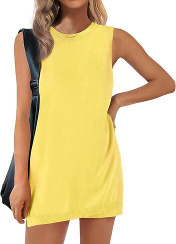 Womens Knit Pajamas Sets 2 Piece Outfits Tracksuits Summer Casual Sleeveless Sweater Tank Top Shorts Loungewear in Saudi Arabia