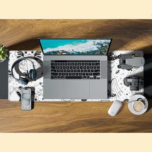 Gaming Mouse Pad,Blue World Map Desk Mat,31.5"X15.7" Large Desk Pad with Stitched Edge Non-Slip Base Keyboard Big Mouse Pad for Office Home Work Gaming in Saudi Arabia