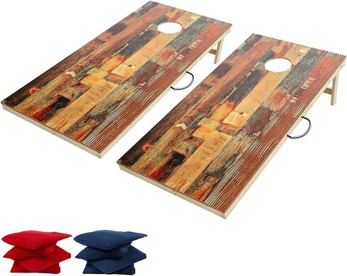 Cornhole Game Sets Cornhole Boards Regulation 4 x 2ft Wood Corn Hole Set Bean Bag Toss Game Portable for Indoor Outdoor Tailgate Beach Camping in Saudi Arabia