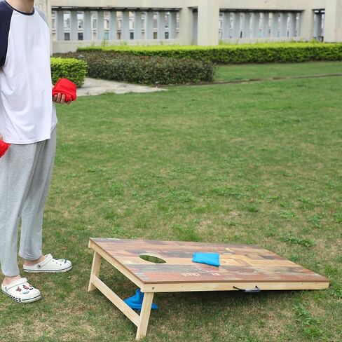 Cornhole Game Sets Cornhole Boards Regulation 4 x 2ft Wood Corn Hole Set Bean Bag Toss Game Portable for Indoor Outdoor Tailgate Beach Camping in Saudi Arabia