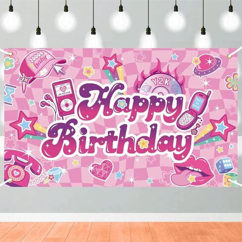 Pink Preppy Birthday Backdrop with Polyester Fabric, Hot Pink Theme, for Girls Women Party Decorations in Saudi Arabia
