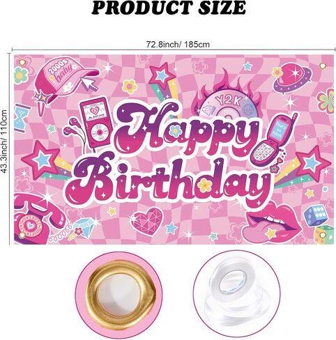 Pink Preppy Birthday Backdrop with Polyester Fabric, Hot Pink Theme, for Girls Women Party Decorations in Saudi Arabia