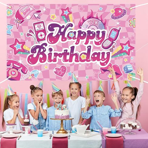 Pink Preppy Birthday Backdrop with Polyester Fabric, Hot Pink Theme, for Girls Women Party Decorations in Saudi Arabia