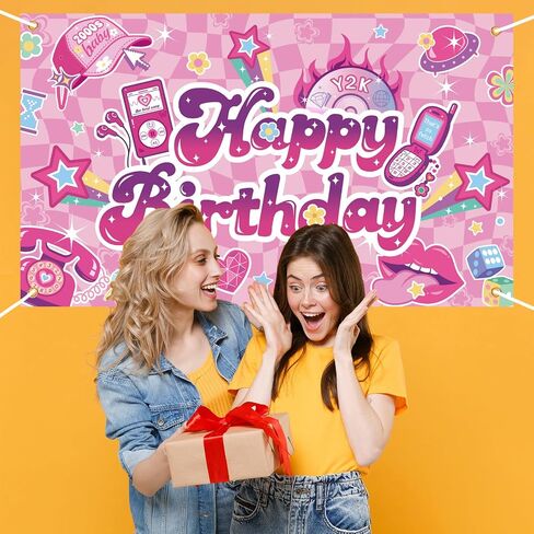 Pink Preppy Birthday Backdrop with Polyester Fabric, Hot Pink Theme, for Girls Women Party Decorations in Saudi Arabia