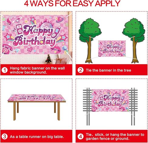 Pink Preppy Birthday Backdrop with Polyester Fabric, Hot Pink Theme, for Girls Women Party Decorations in Saudi Arabia
