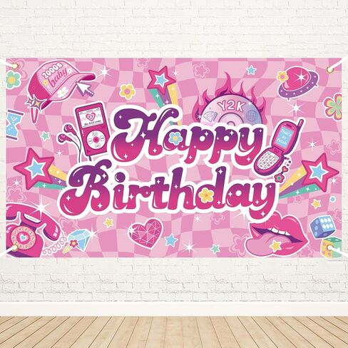 Pink Preppy Birthday Backdrop with Polyester Fabric, Hot Pink Theme, for Girls Women Party Decorations in Saudi Arabia