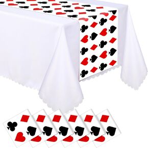 Peryiter 3 Pcs Plastic Casino Poker Table Runners 14" x 108" Las Vegas Party Decoration Casino Night Theme Birthday Party Supplies Disposable Table Runner for Game Playing Card (Basic)