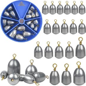Fishing Weights Sinkers Kit,19/52pcs Bass Casting Sinkers Weights Bell Sinkers Assorted Iron Fishing Weights Drop Catfish Sinkers Weights for Saltwater Freshwater Fishing