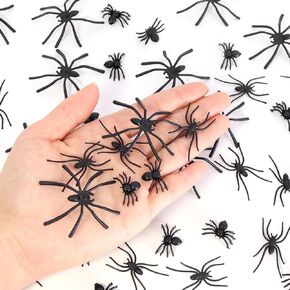 Realistic Plastic Spiders, 120 Pcs Fake Black Spiders for Halloween Prank Props, 3 Sizes Artificial Spider Toys for Trick or Treat Home Decoration