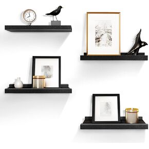 أرفف عائمة بيضاء من LaVie Home مقاس 16 بوصة لتخزين الحائط، مجموعة مكونة من 4 - رف على شكل صورة حديثة وبسيطة لتزيين الحائط للمطبخ وغرفة النوم والحمام وغرفة المعيشة in Kuwait