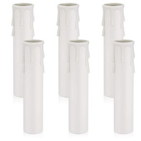 DiCUNO E12 Length Adjustable Bulb Socket, Candelabra Base Bulb Holder with Cardboard Insulator and Plastic Candle Cover Sleeves, 6-Pack