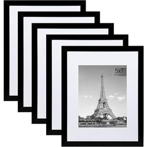 مجموعة إطارات صور بيضاء مقاس 6x8 مكونة من 5 قطع، صور عرض 4x6 مع حصيرة أو 6x8 بدون حصيرة، إطار صورة لصور معرض الحائط، سطح الطاولة، المطبوعات، الصور، اللوحات، المناظر الطبيعية، الأعمال الفنية للأطفال