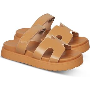 Womens Fashion Platform Sandals Comfy for Woman Slip On Thick Sole Slide Sandals Open Toe Non Slip ummer Flats Shoes Beach Sandals