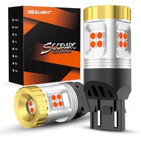 مصباح SEALIGHT 7443 LED لأضواء الفرامل، 1200% فائق السطوع 7440 7441 7444 T20 W21W مصباح LED أحمر لاستبدال لمبة إيقاف الذيل (قطعتان) in Kuwait