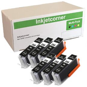 Inkjetcorner Compatible Ink Cartridges Replacement for PGI-250XL PGI 250BK XL PGBK for use with MX922 MG7520 MG6620 MG5620 MX920 MG5520 MG6420 MG7120 (Big Black, 6-Pack)