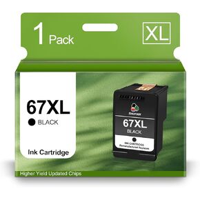 67 Black Ink Cartridges Replacement for HP 67 67 XL Black for Envy 6055 6052 6058 6075 Envy Pro 6455e 6455 6458 6452 DeskJet 1255 2732 2752 2755e 4140 4155 (1 Black)