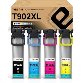 Remanufactured T902XL Ink Cartridge Replacement for Epson T902 XL 902XL Use with Epson Workforce Pro WF-C5210 WF-C5290 WF-C5710 WF-C5790 (Black/Magenta/Cyan/Yellow, North American Version)
