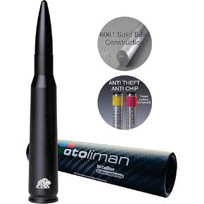 Bullet Antenna Accessories 50 Cal Caliber for Chevy & GMC Silverado Sierra Denali 1500 2500 3500 (New! Fits Chevy & GMC All Truck Model Years) 6061 Solid Billet Construction Aluminum (Silver)