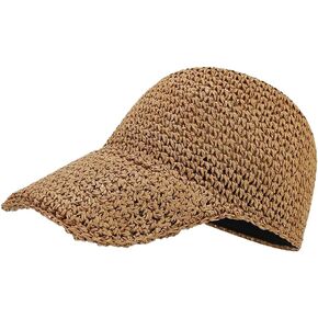 Women's Straw Woven Baseball Cap Outdoor Casual Sun Protection Hat Summer Lightweight Baseball Hat