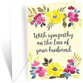 Prime Greetings Sympathy Card Loss of Husband, Made in America, Eco-Friendly, Thick Card Stock with Premium Envelope 5in x 7.75in, Packaged in Protective Mailer