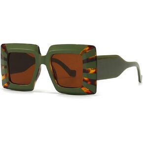Vintage Oversized Square Flat Top Stripe Sunglasse for Women Large Frame Sun Glasses Men Wide Leg Shades