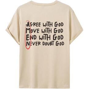GORGLITTER Men's Letter Print Casual T Shirt Summer Round Neck Short Sleeve Tee Top