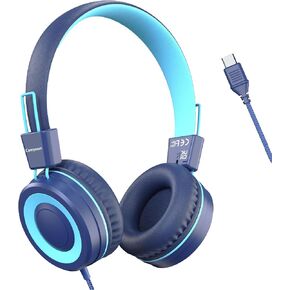 USB Type C Kids Headphones for School, Wired Toddler Headphones, 94dB Volume Limited, HD Stereo Sound, Foldable Lightweight On-Ear Wired Headphones for Kids/Children/Teens/Boys/Girls/Travel