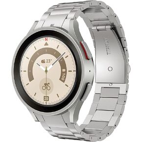 LDFAS Compatible for Samsung Galaxy Watch 6 Classic 47mm 43mm/5 Pro 45mm Bands, No Gaps 20mm Titanium Metal Watch Strap Compatible for Samsung Galaxy Watch 6/5/4 40mm/44mm Band