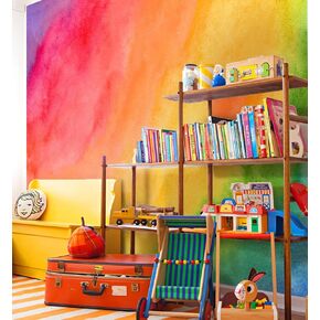 Colorful Vigor Rainbow Wall Sticker Peel and Stick, Leather Effect Textured Vinyl Rainbow Wall Art Decor, Pastel Rainbow Wall Mural Sticker for Girls Bedroom Kids Room Playroom Nursery Room in Kuwait