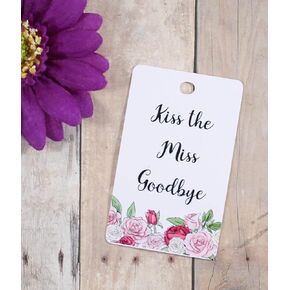 Bridal Shower Favor Tags - Kiss the Miss Goodbye (Set of 40) (Roses)